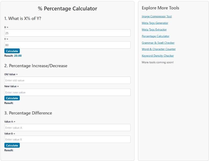 What is X% of Y amount - Percentage Calculator - MindScope USA