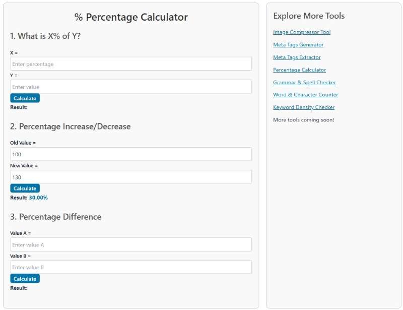 Check Percentage Increase between Old Value and New Value - Percentage Calculator - MindScope USA